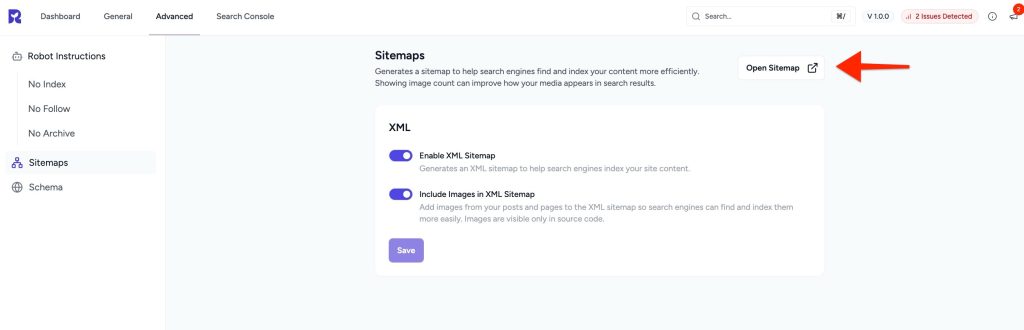 open sitemaps