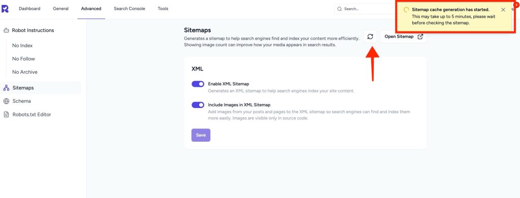 regenerate sitemap