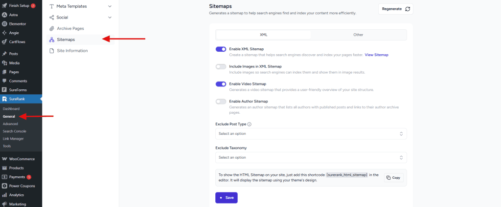 Sitemaps in SureRank image