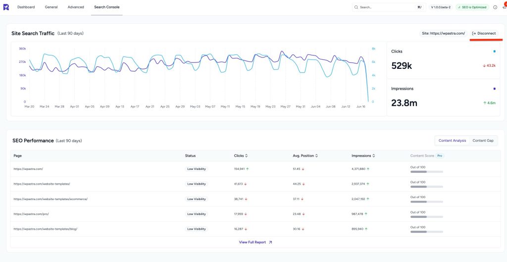 disconnect from search console