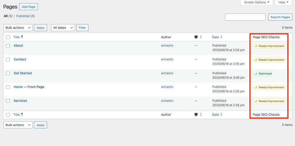 page seo checks