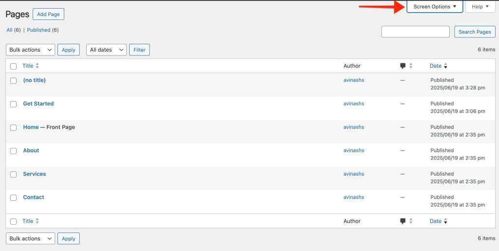 pages screen