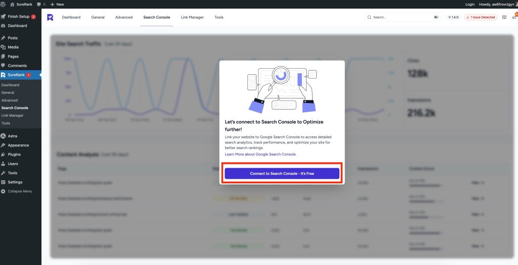 connect to search console