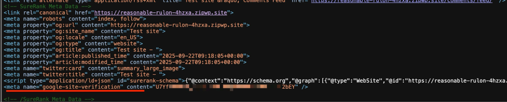 Google Site Verification code