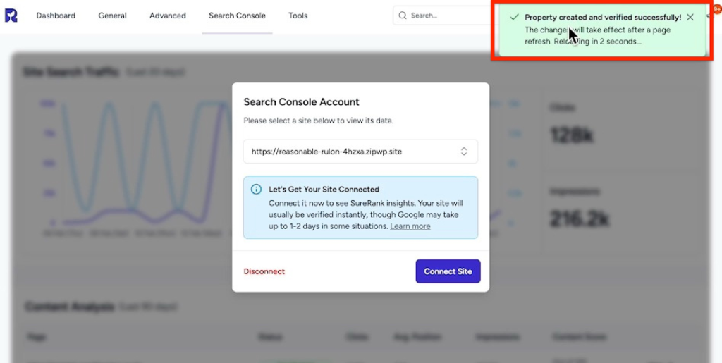Property created and verified successfully