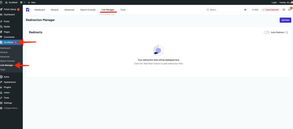 accessing the link manager