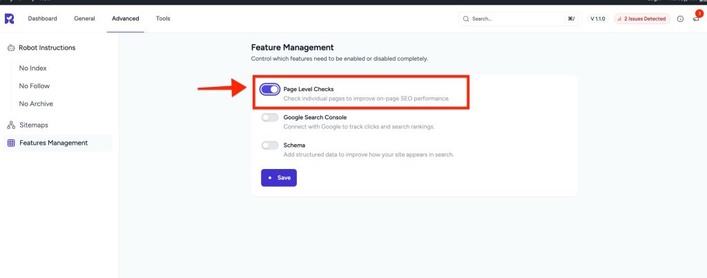 enable page level checks.