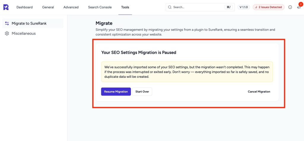 migration is interrupted