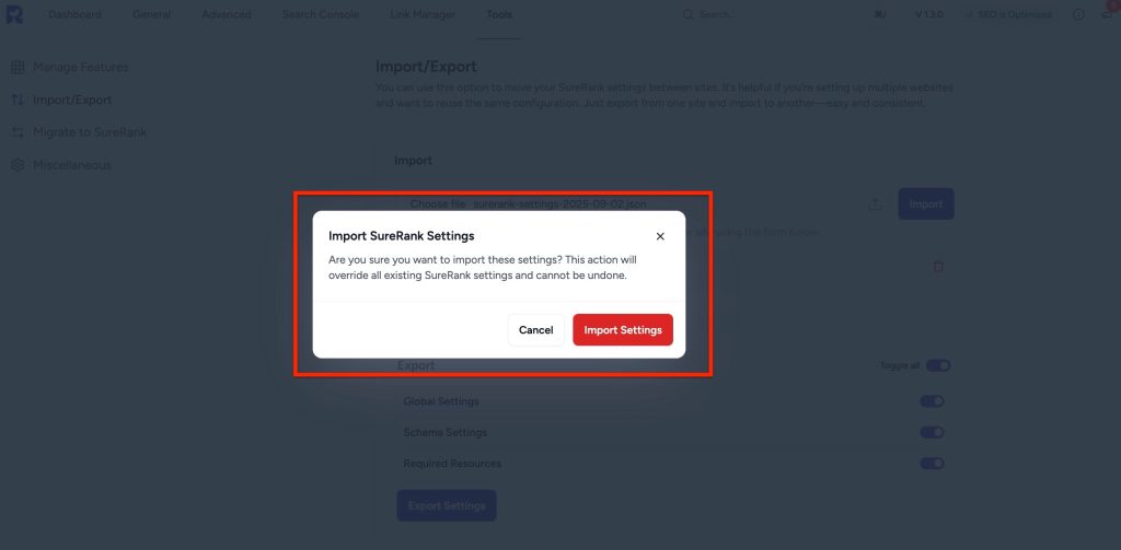 confirmation pop up