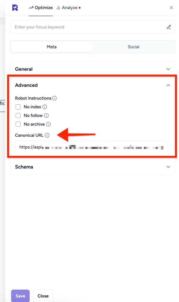 canonical url setting