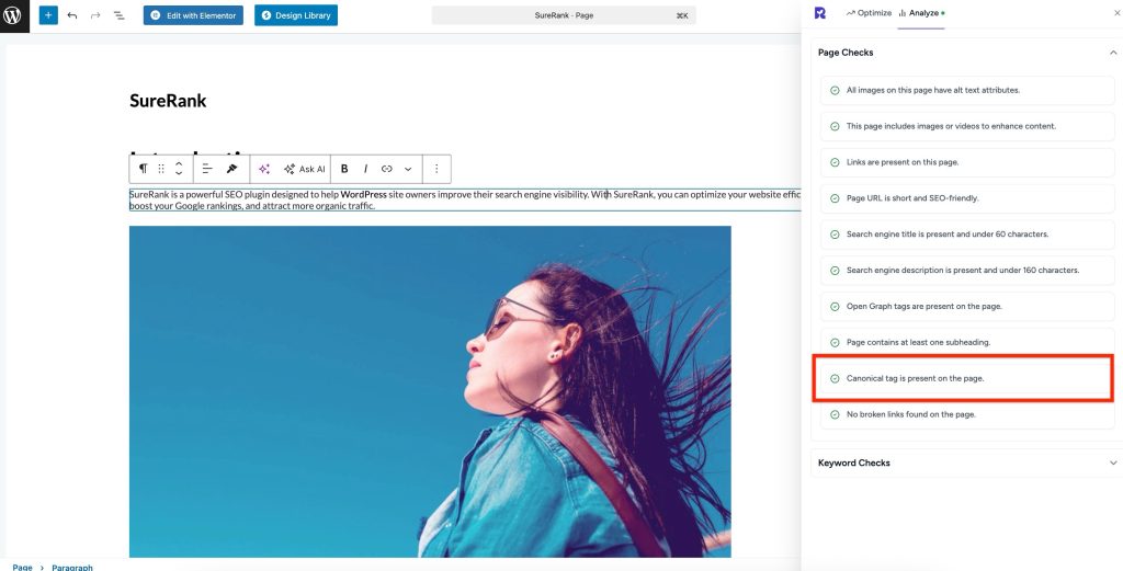canonical tag is present on the page.