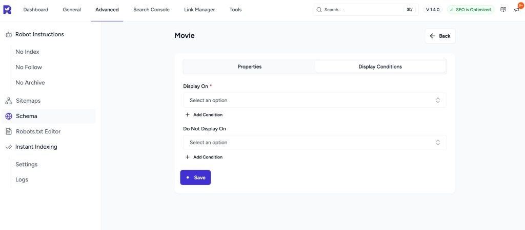 Movie Schema in SureRank display condition