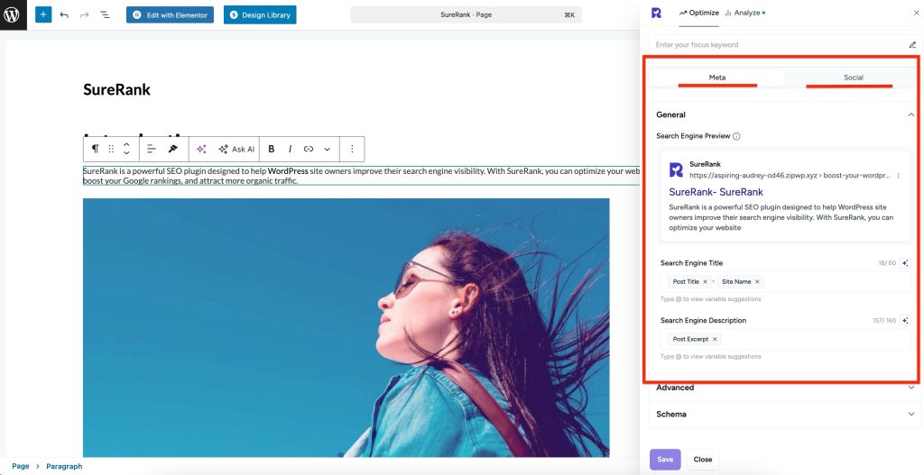 page seo settings