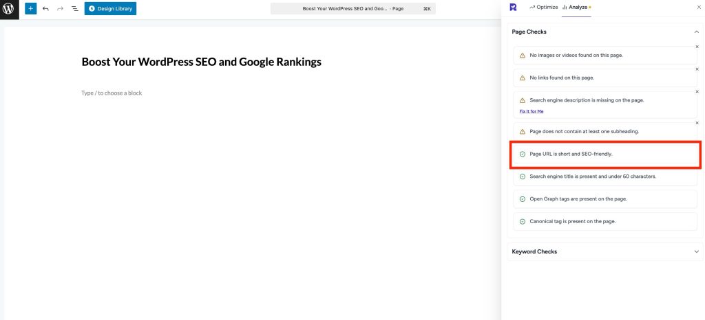 page url is short and seo friendly.