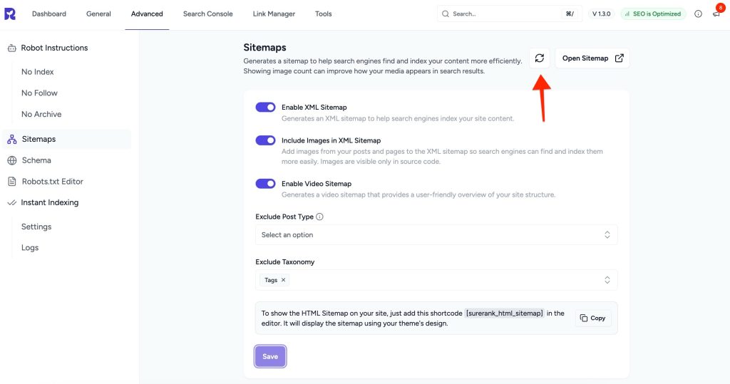 regenerate sitemap