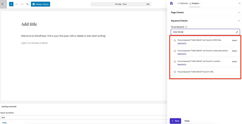 review keyword checks