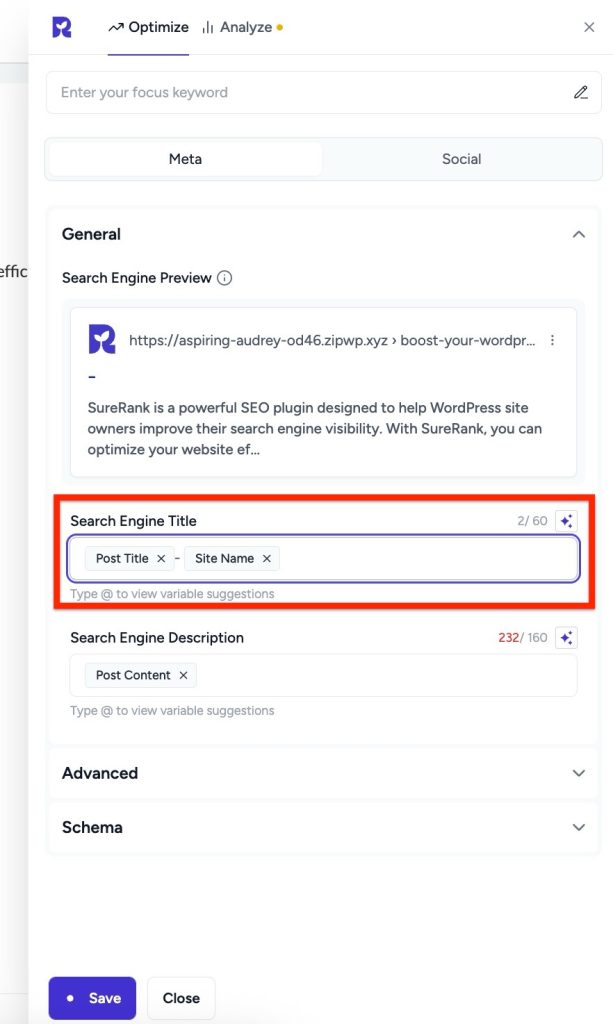search engine title