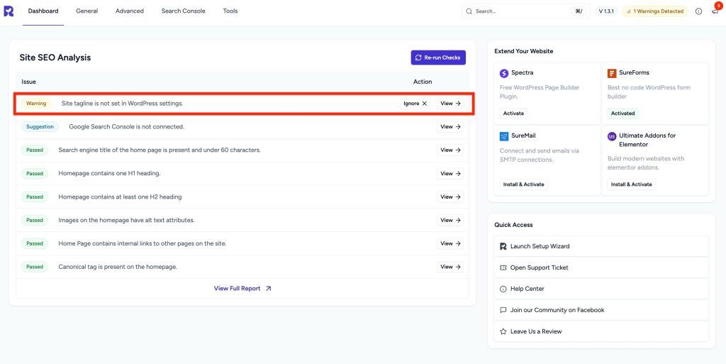 site tagline is not set in wordpress settings