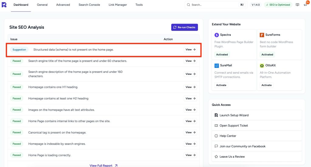 structured data (schema) is not present on the home page.