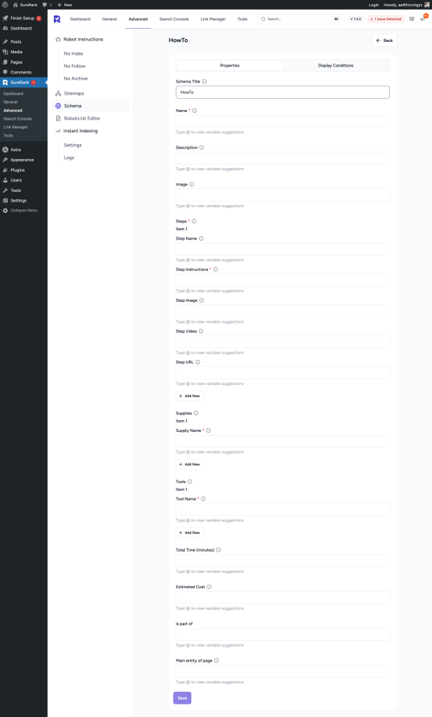 HowTo Schema in SureRank how to setting