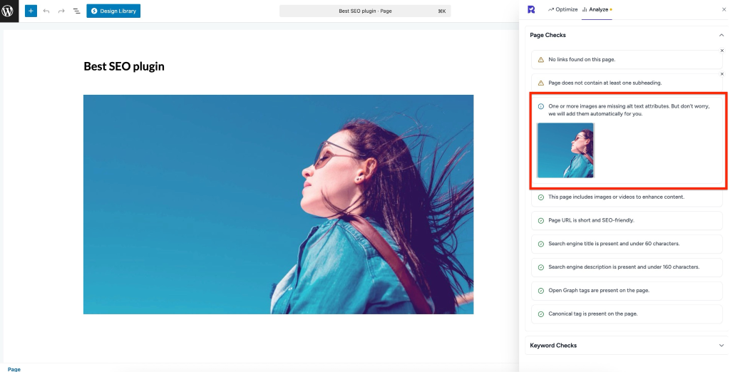 One or more images on this page are missing alt text attributes.