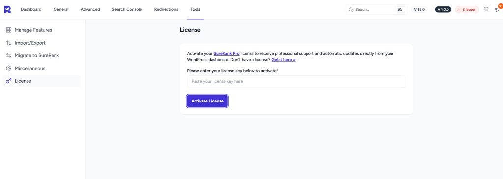 enter your license key