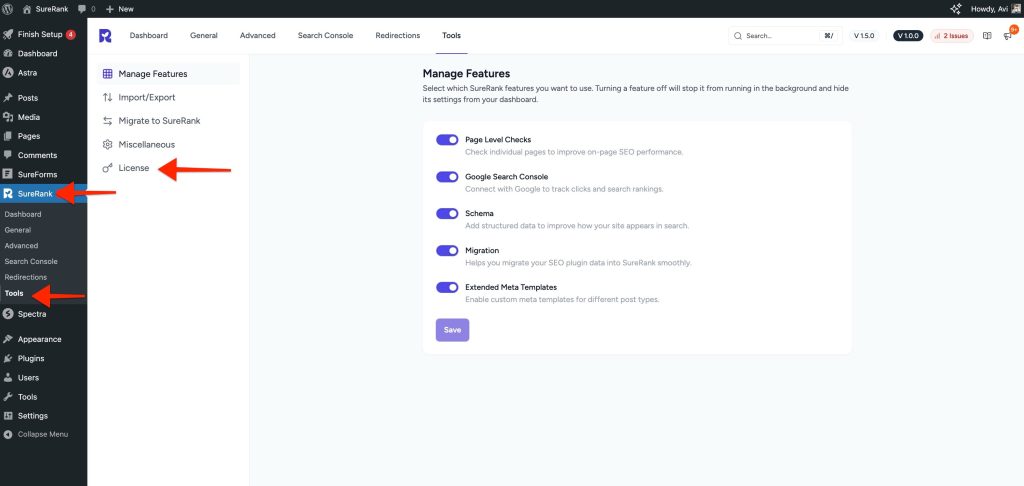 wordpress admin dashboard