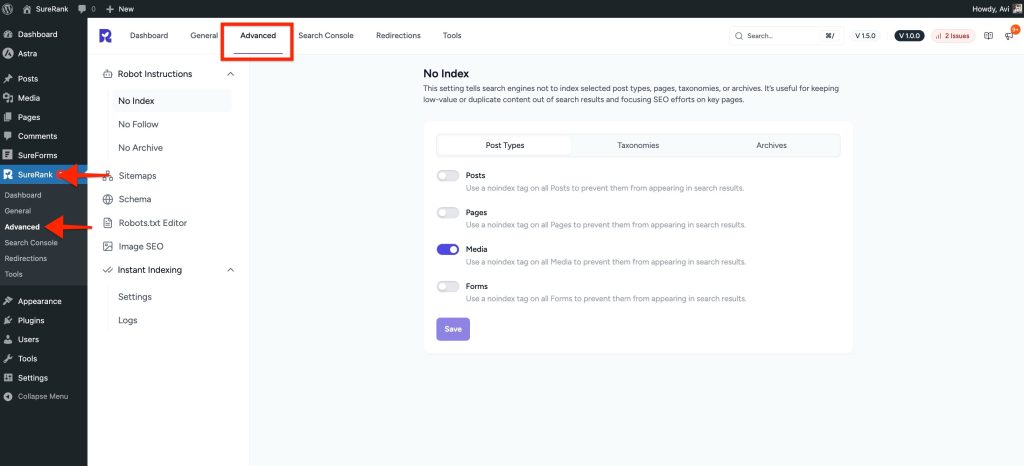 How to Enable Author Sitemap in SureRank sitemap setting