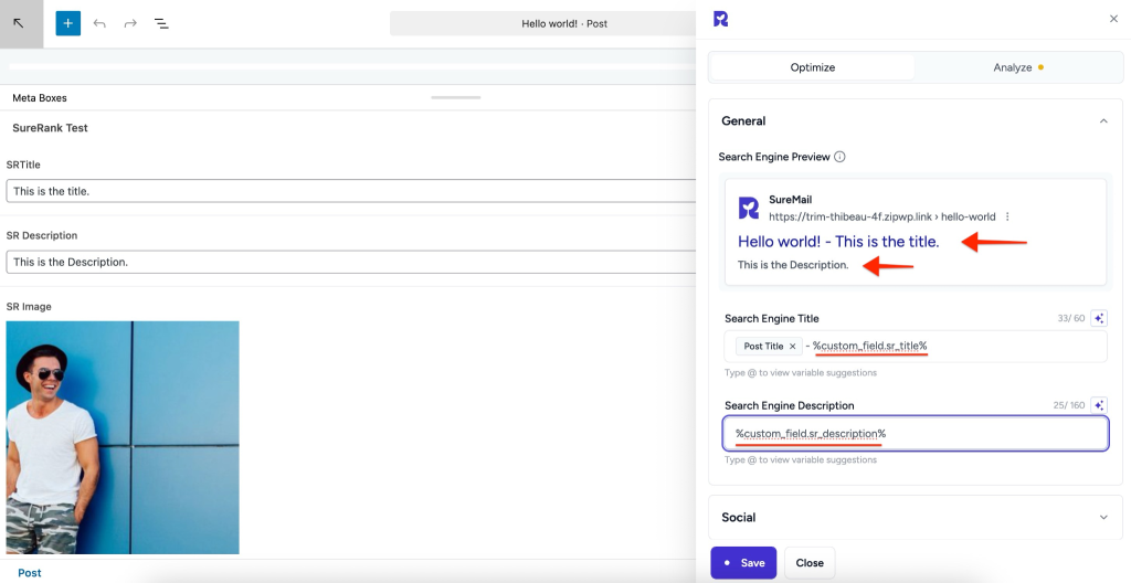 How to Configure Custom Fields with SureRank custom field name.