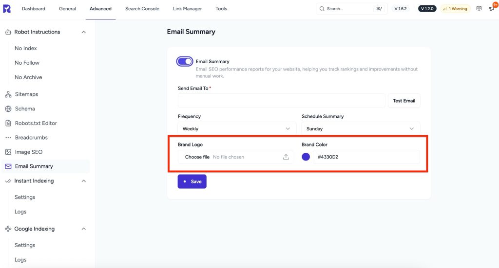 pro email summary setting