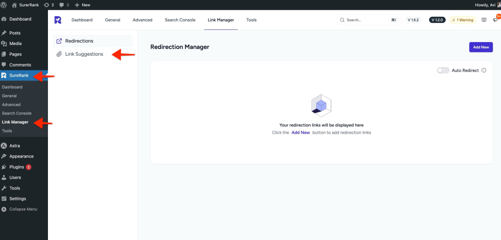 SureRank → Link Manager