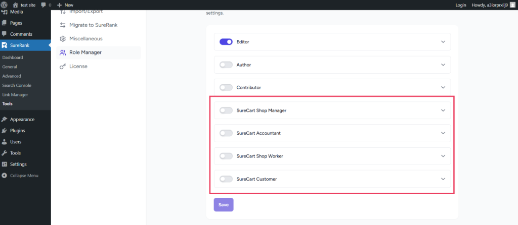 SureRank Role Manager image
