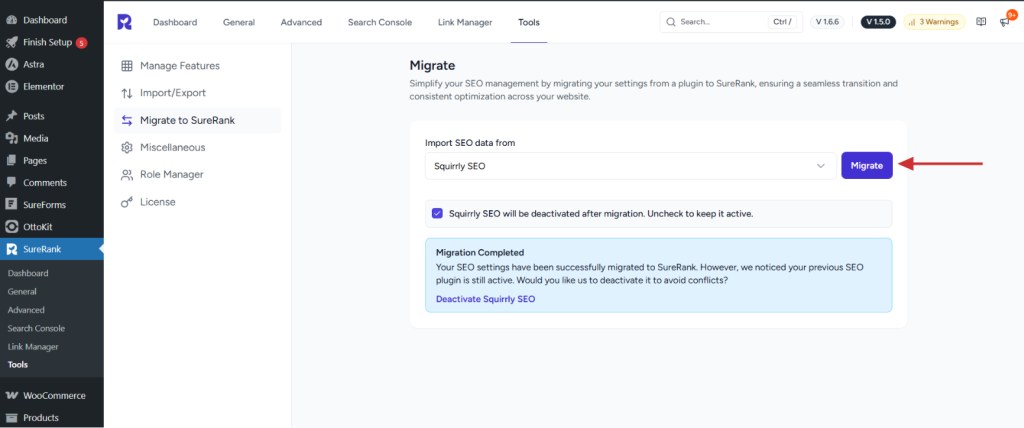 How to Migrate from Squirrly SEO to SureRank migrate squirrly seo to surerank