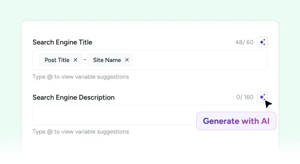 Meta Templates generate title and description with ai visual