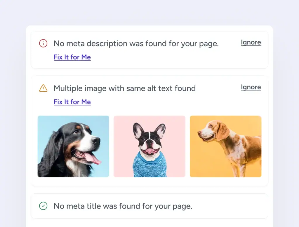 SEO Analysis fix it with ai
