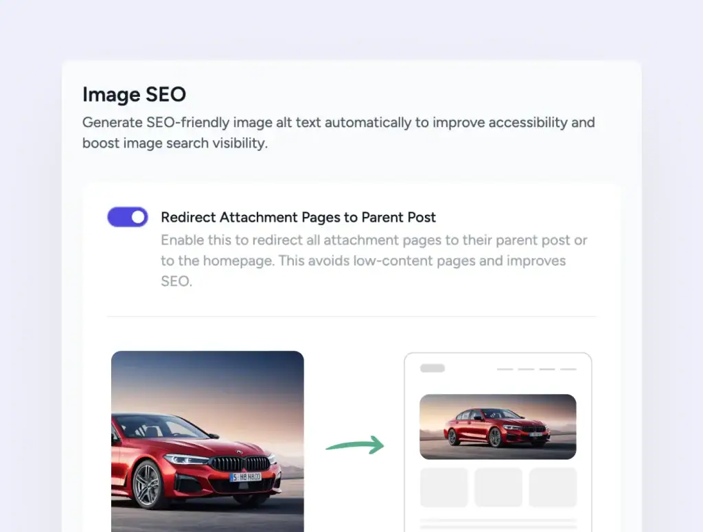 Image Seo attachment page redirect