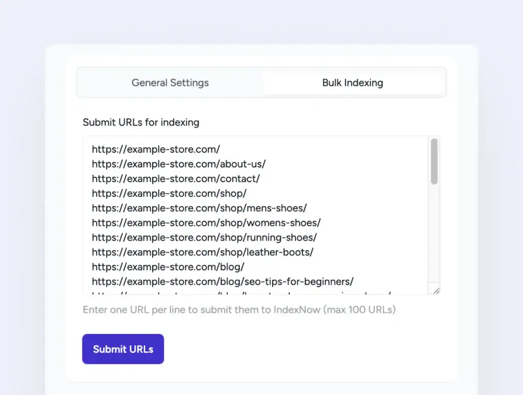 Instant Indexing bulk url submission