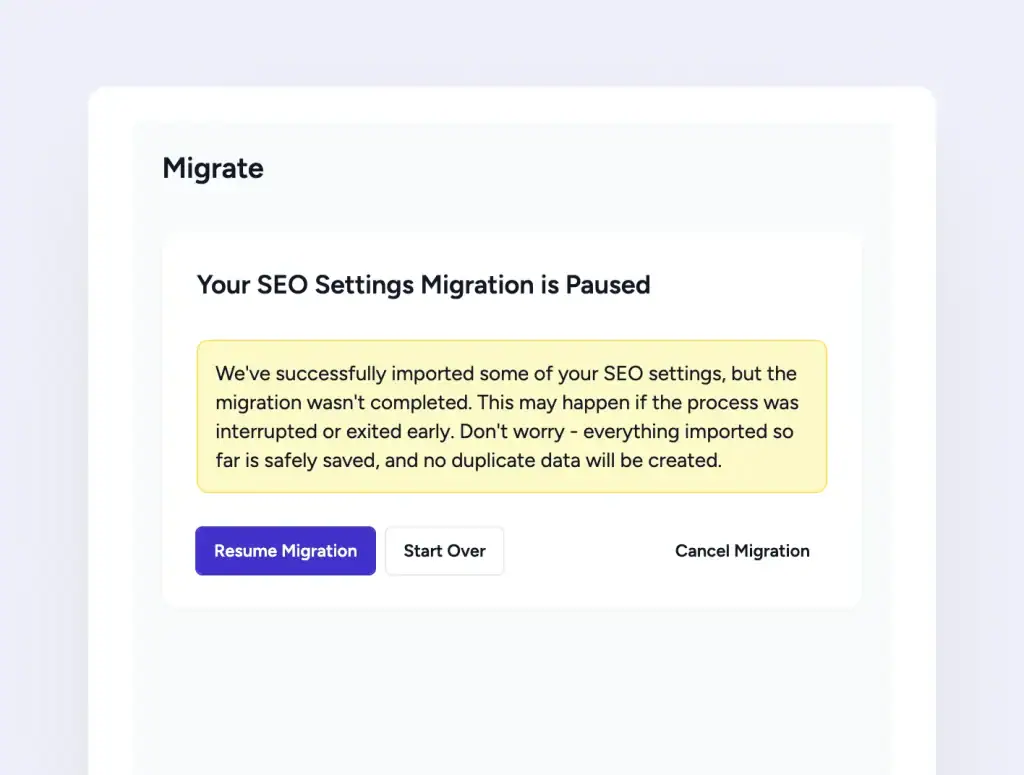 Migration pause and resume