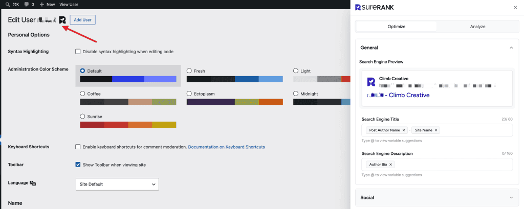 SureRank 1.9.0 - Front-End SEO Editing, MCP and Headless Support, and Smarter Premium Tools Author SEO: Access to have SEO Settings for your Author