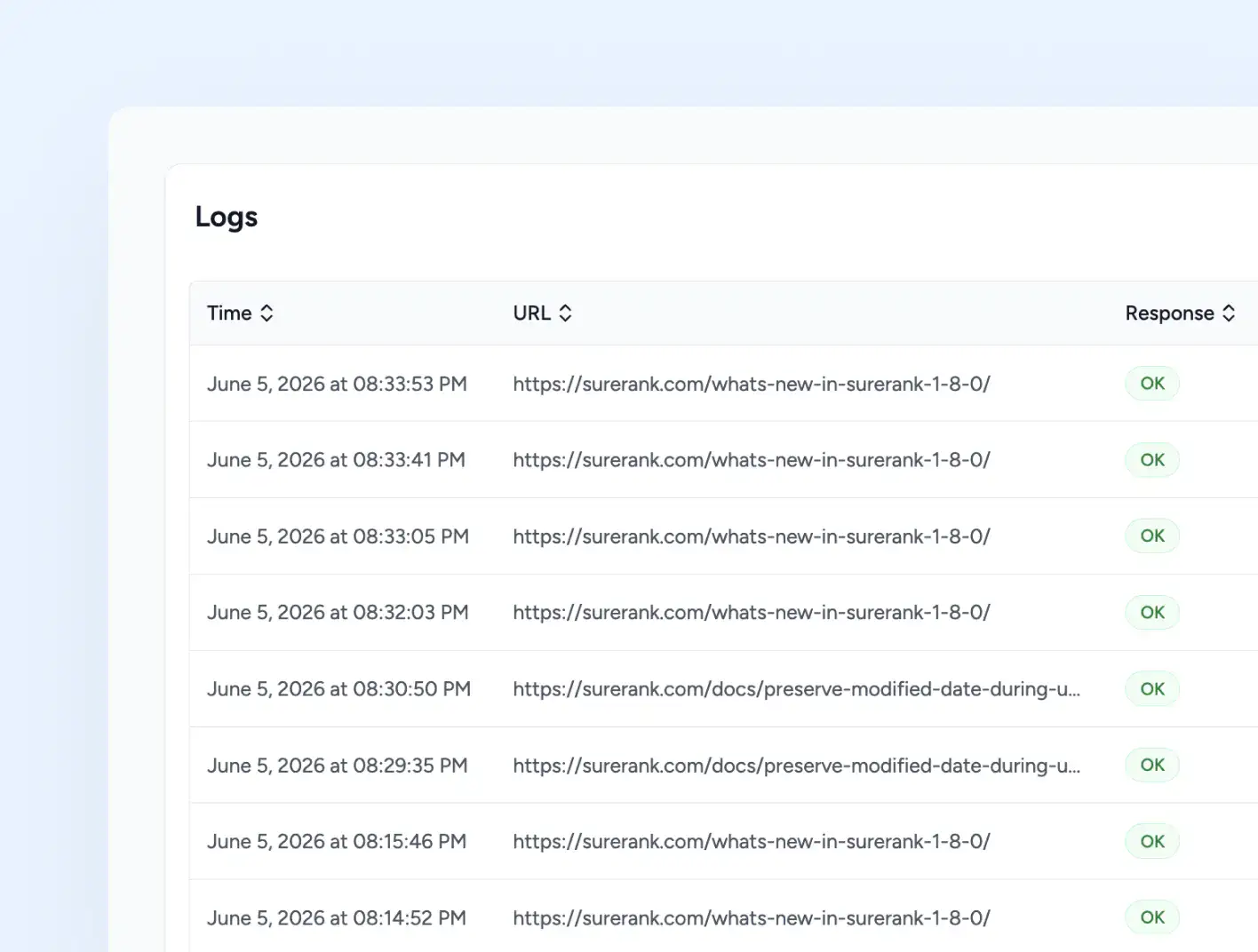 Instant Indexing submission logs