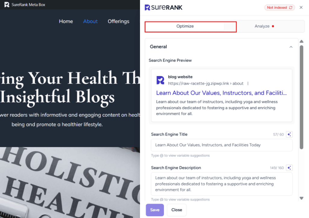 Using the SureRank Front-End Meta Box image