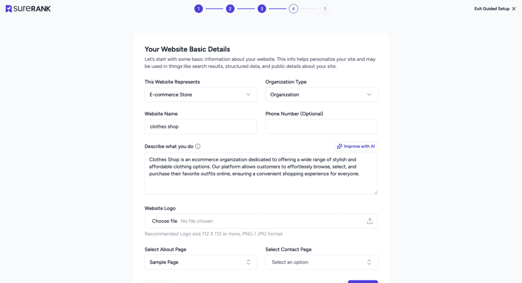 Using SureRank's AI Content Suggestions During Onboarding (Improve Description Helper) image