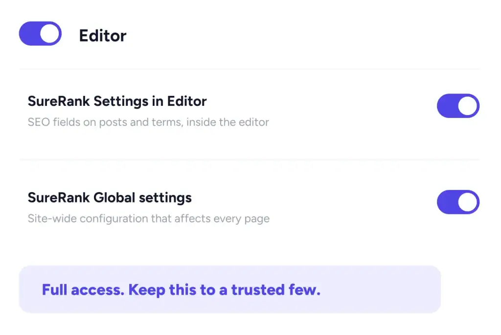 Role Manager global settings