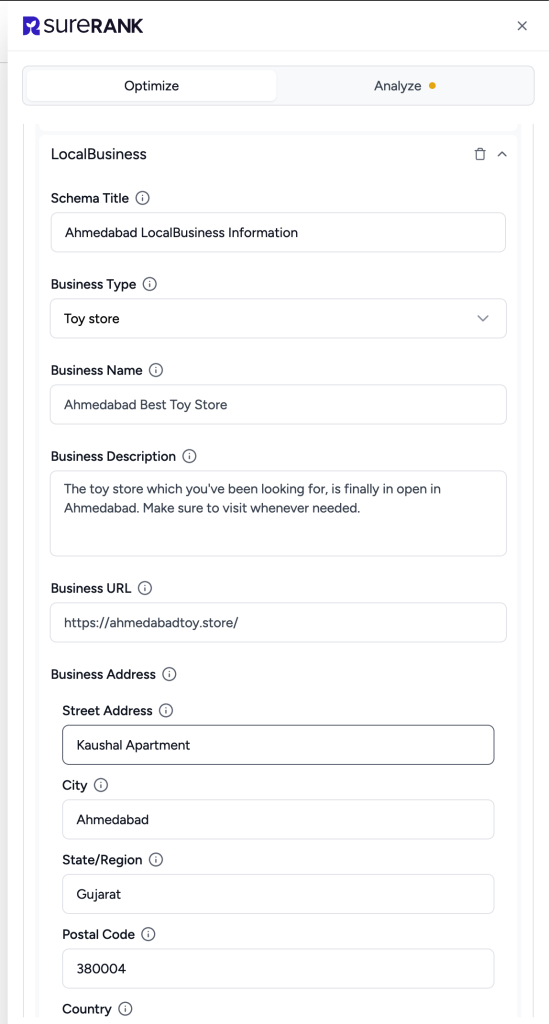 How to Set Up Local Business Schema for Multiple Locations in SureRank SureRank local business details